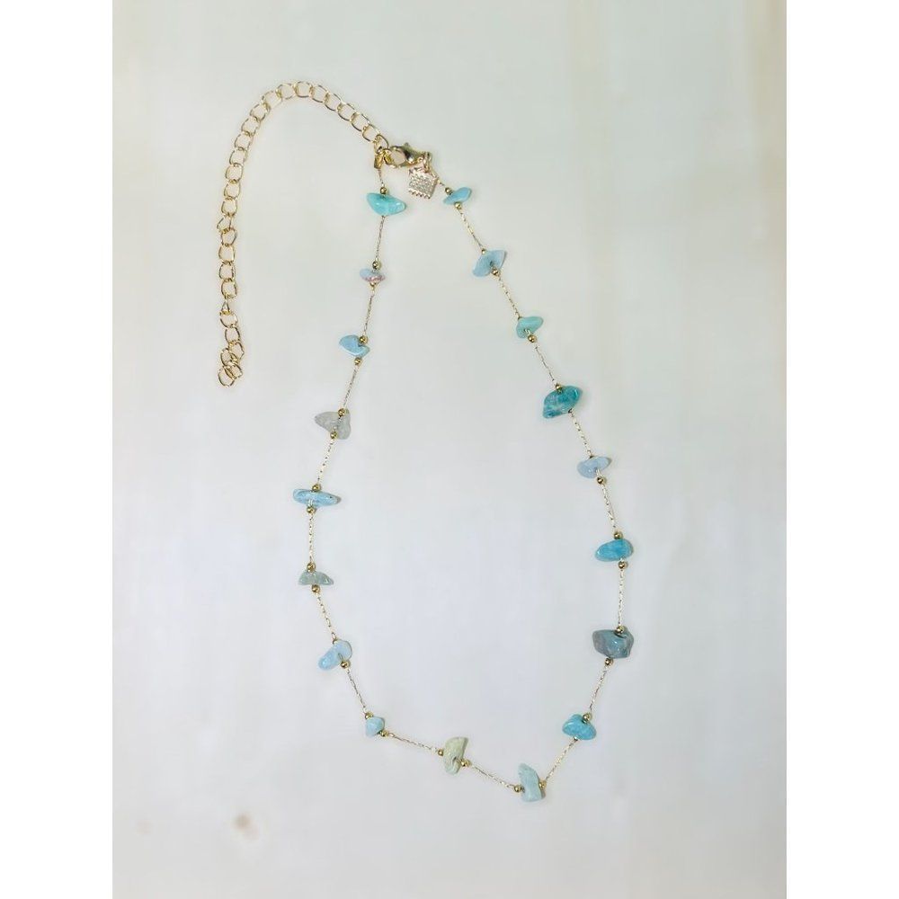 Monarch Blessings Handmade Amazonite Gemstone Gold Adjustable Choker Necklace